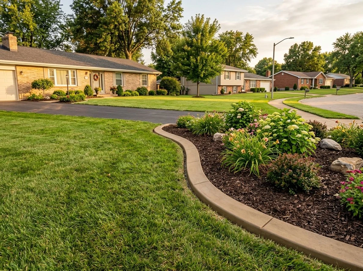 Completed concrete curbing project in an Arnold, Missouri neighborhood