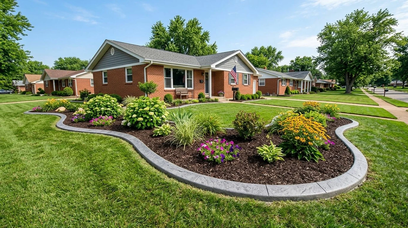 Custom decorative concrete curbing in an Arnold, Missouri residential yard