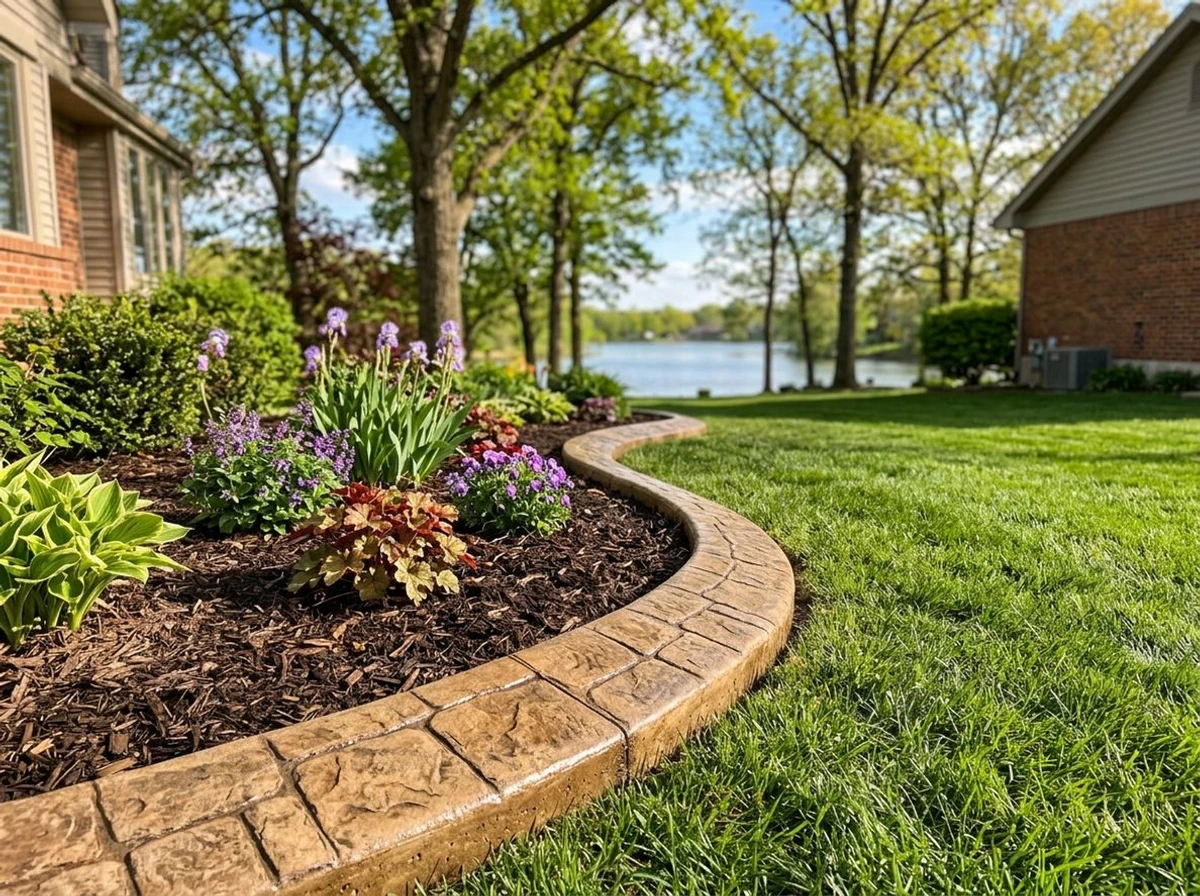 Decorative concrete curbing installed at a Creve Coeur, Missouri home