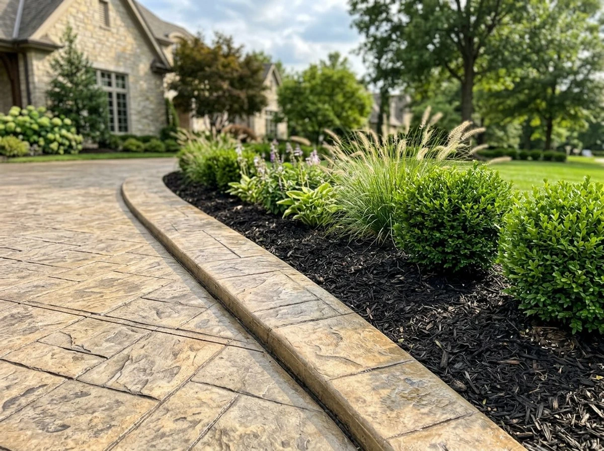 Detailed concrete curbing at a Frontenac, Missouri luxury property