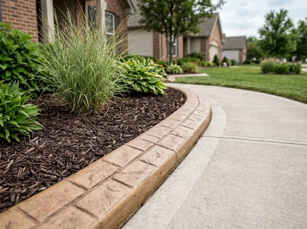 Stamped decorative concrete curbing detail