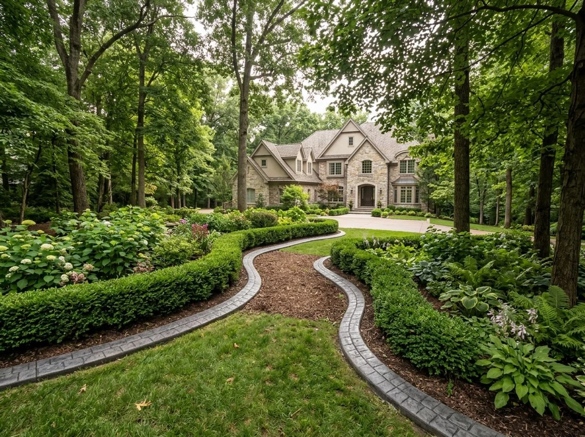 Completed concrete curbing project at a Town and Country, Missouri estate